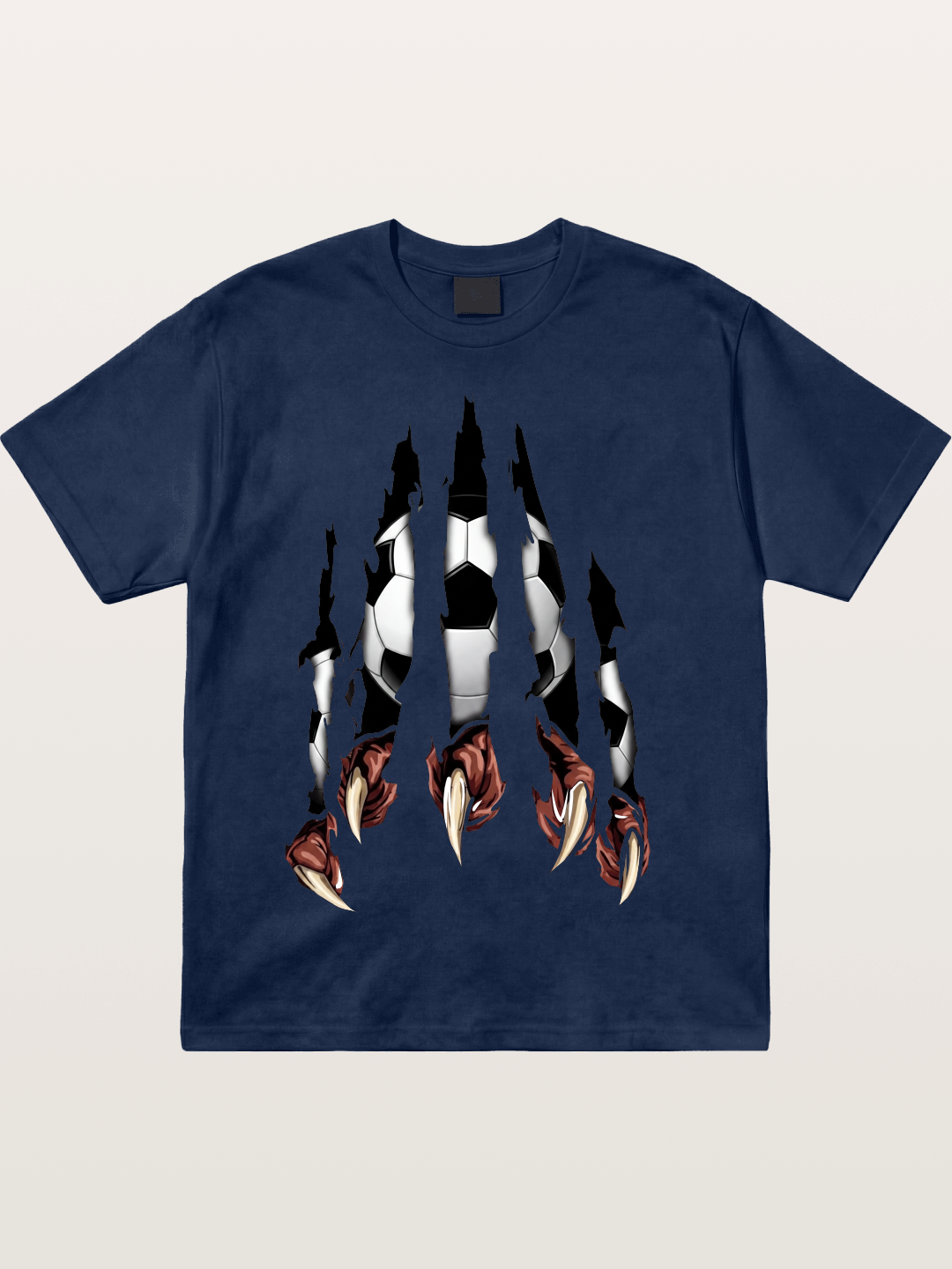 Claw Tear Soccer Reveal Print Cotton T-shirt