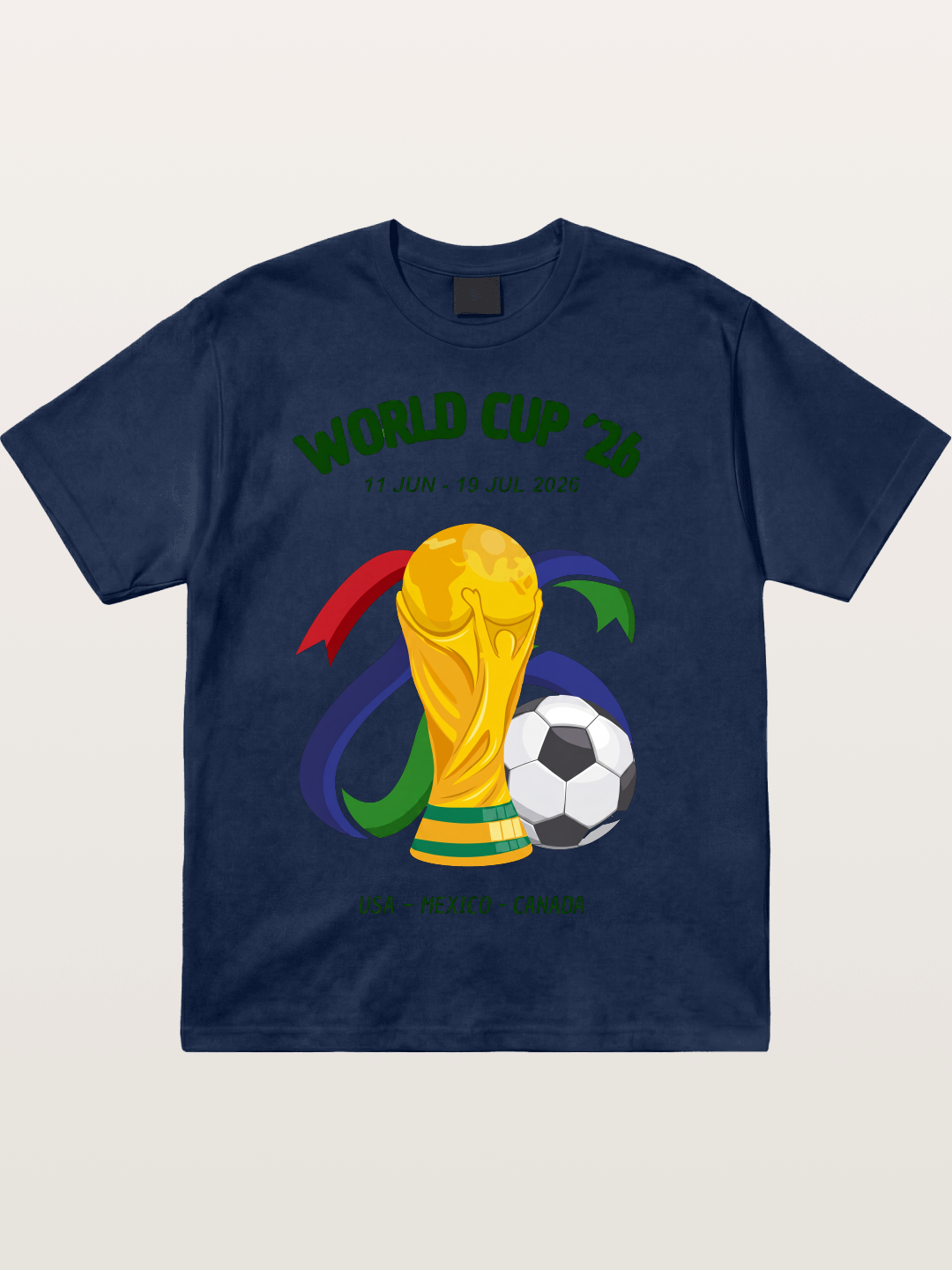 World Cup 26 Trophy and Soccer Ball Cotton T-shirt