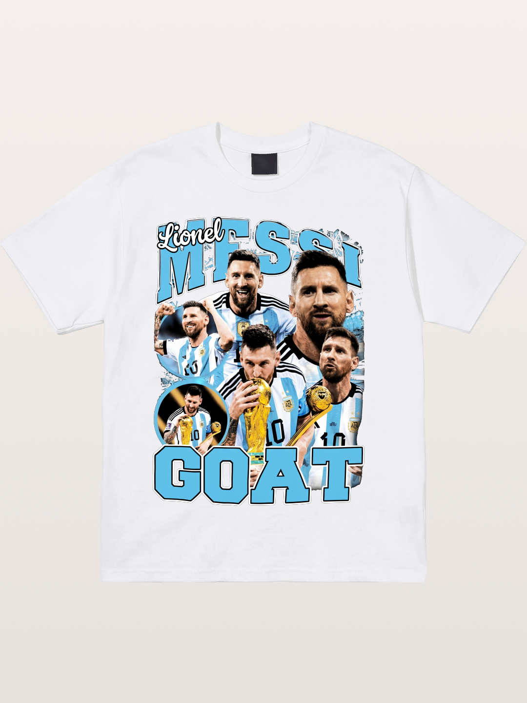 Lionel Messi GOAT Argentina Collage Cotton T-shirt