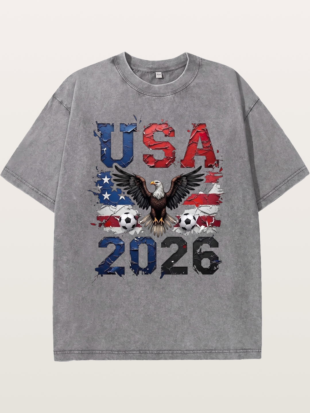 USA 2026 Bald Eagle Soccer Design Washed T-shirt