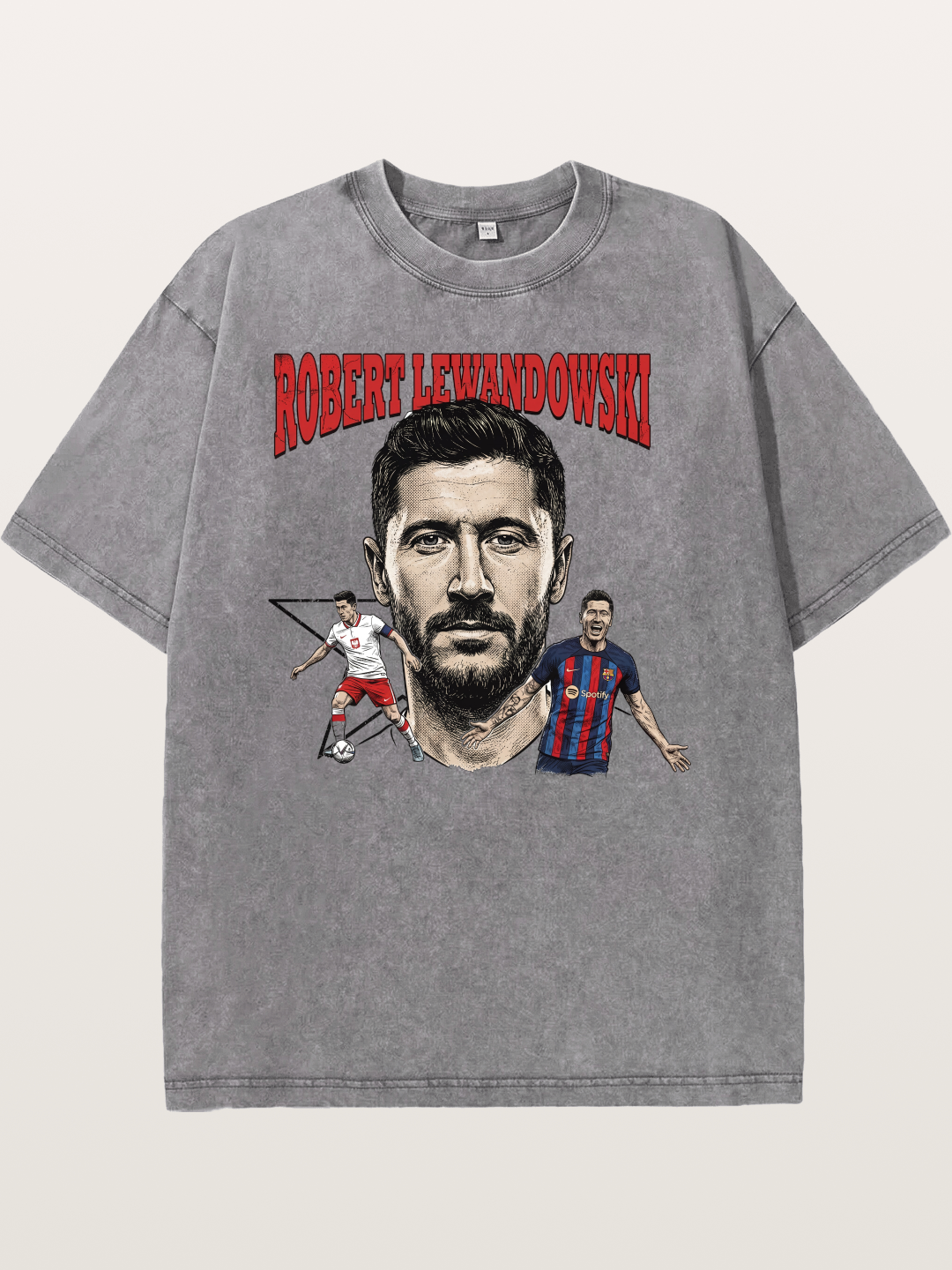 Robert Lewandowski Football Art Washed T-shirt