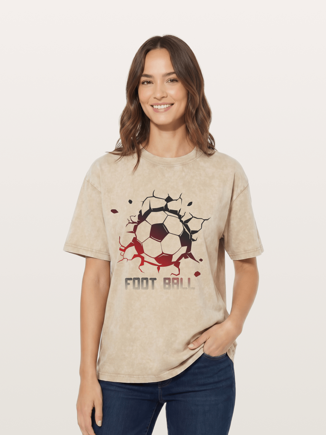 Football Crack Effect USA Style Washed T-shirt