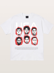 Six US Soccer Stars Hexagon Layout Cotton T-shirt