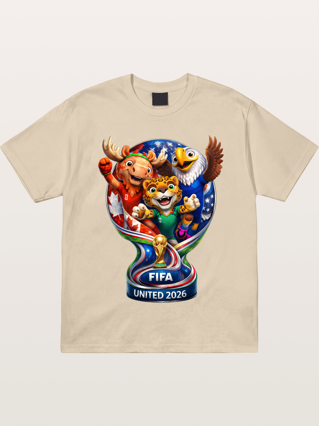 World Cup Mascots Globe Design Gildan T-shirt