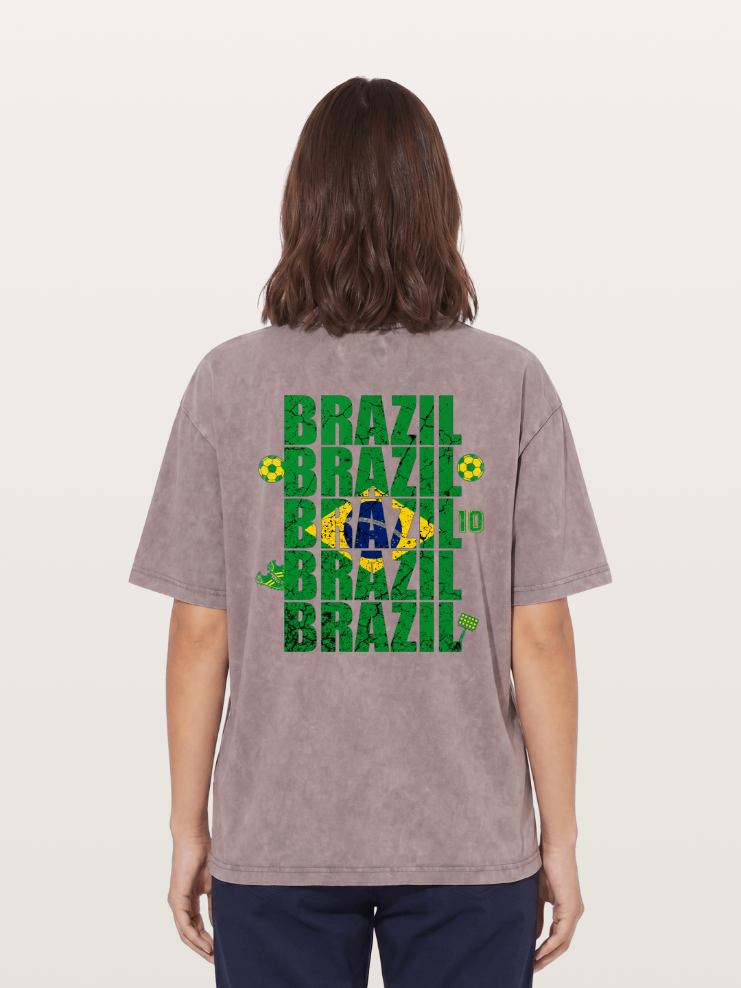 Brazil Cracked Text Collage Art Washed T-shirt