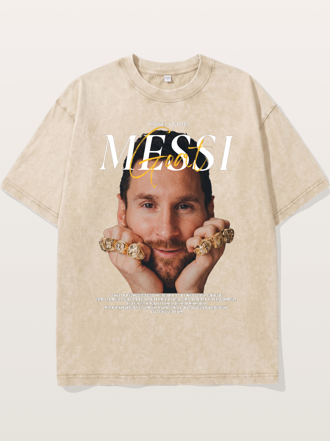 Messi GOAT Champion Rings Washed T-shirt
