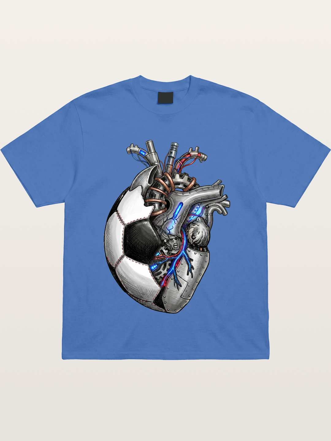 Mechanical Football Heart Print Gildan T-shirt