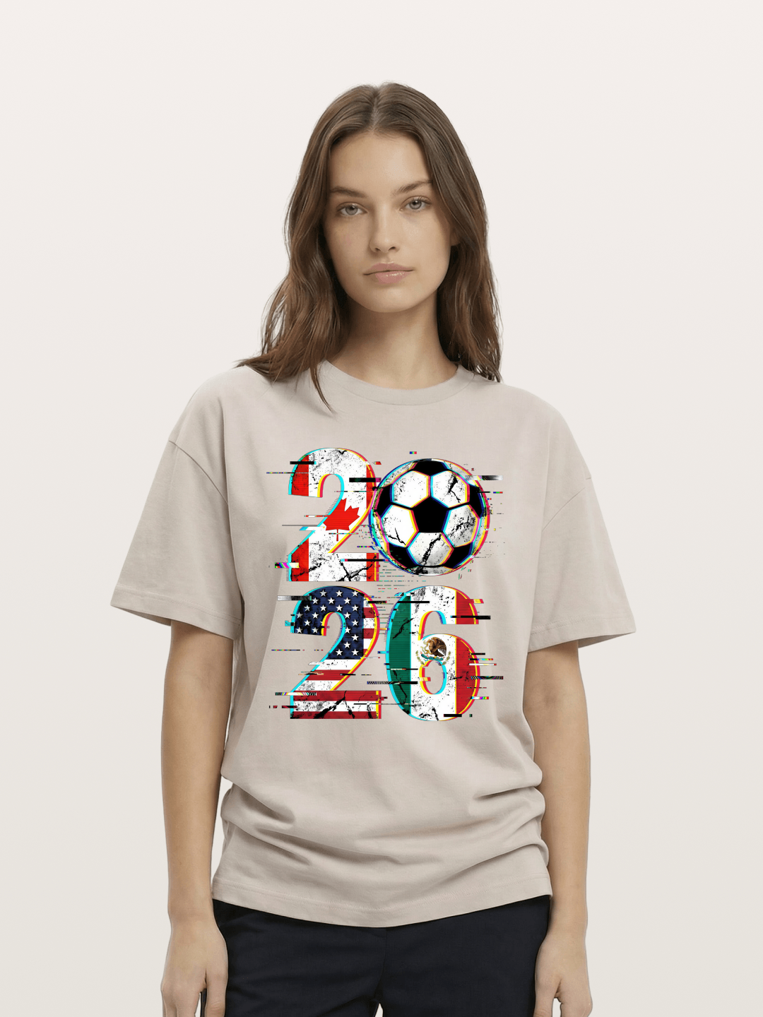 2026 WC Glitch Typography Print Cotton T-shirt