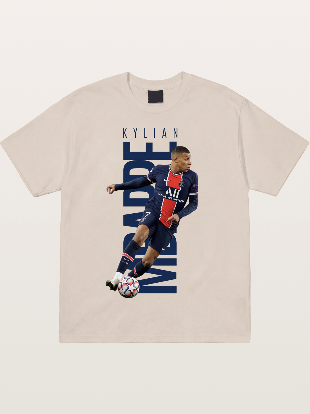 Mbappe PSG Vertical Typography Cotton T-shirt