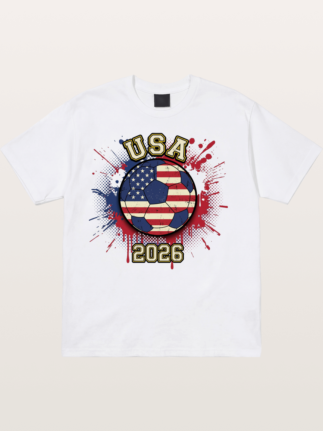 USA 2026 Soccer Ball Print Cotton T-shirt