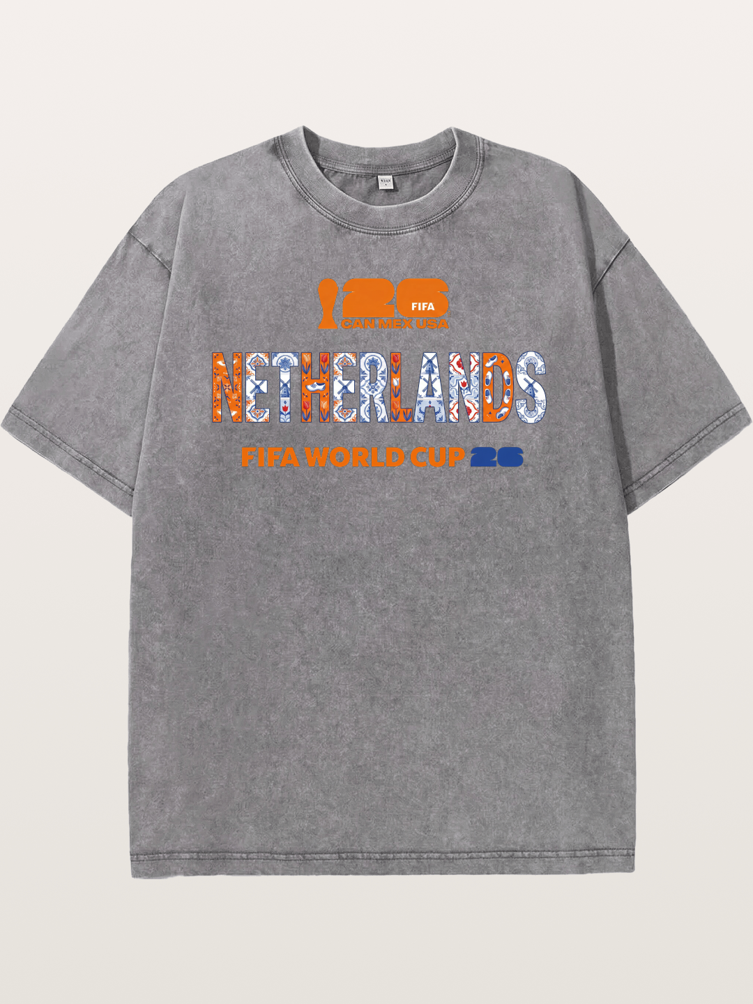 Netherlands 2026 Delft Blue Typo Washed T-shirt