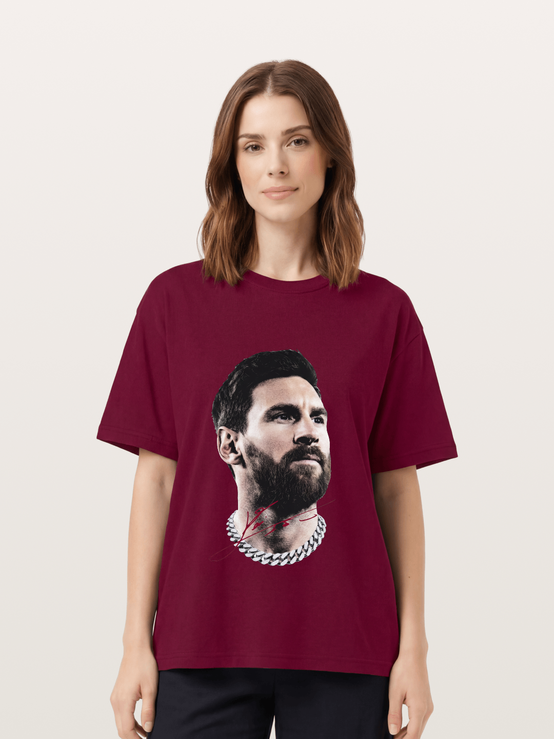 Messi Black White Signature Portrait Gildan T-shirt