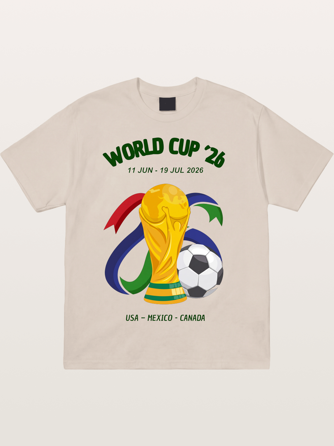 World Cup 26 Trophy and Soccer Ball Cotton T-shirt