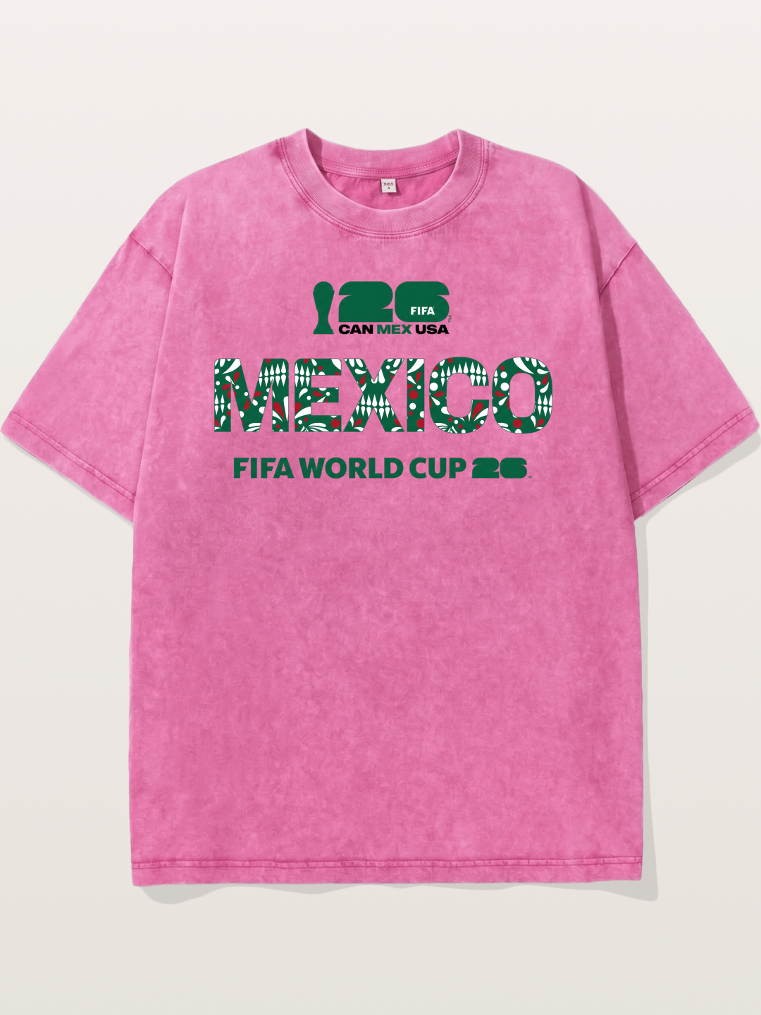 Mexico 2026 Pattern Typography Washed T-shirt