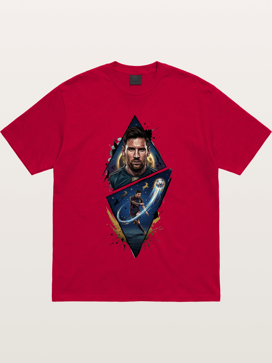 Lionel Messi Split Portrait Art Gildan T-shirt
