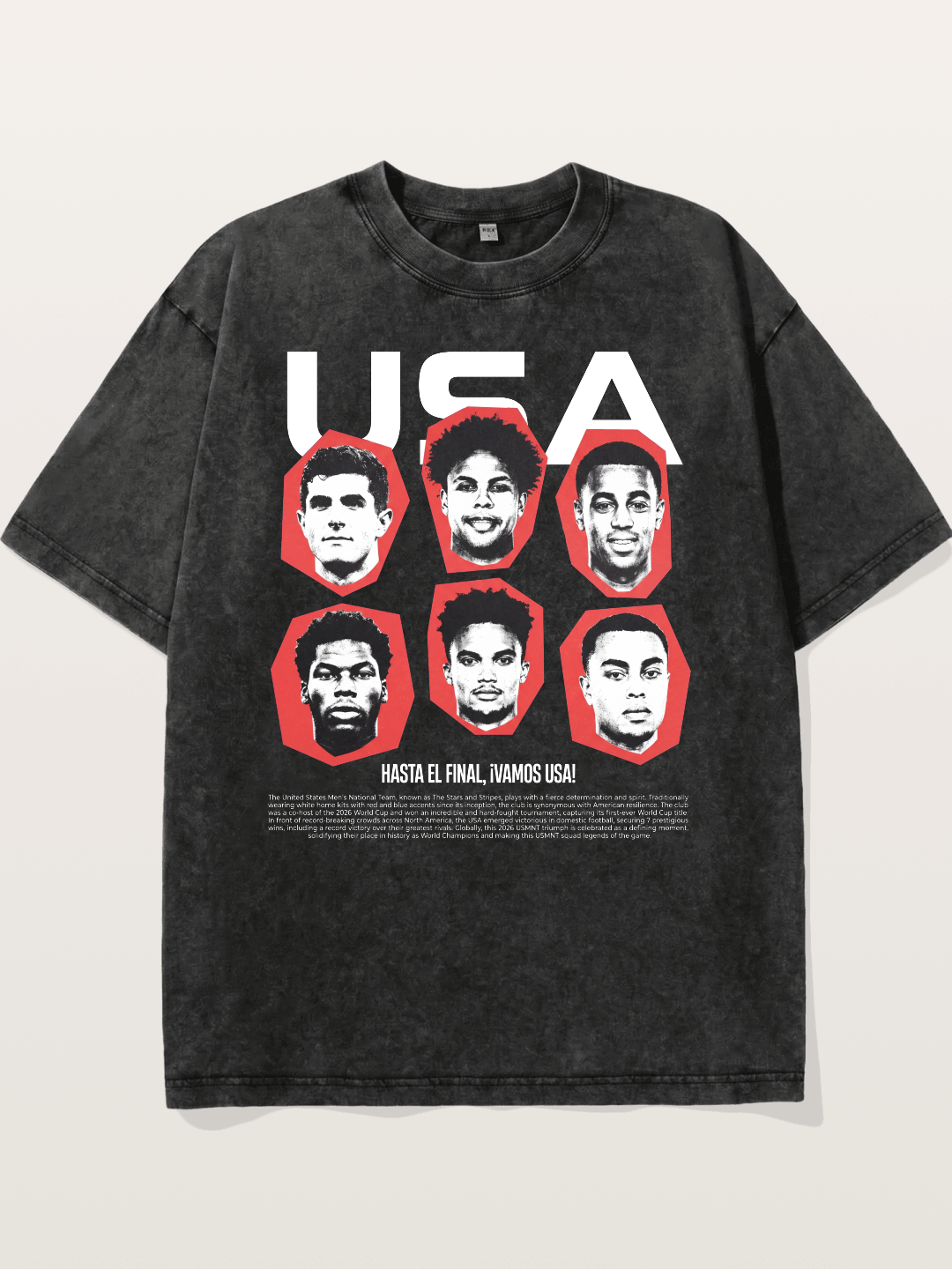Six US Soccer Stars Hexagon Layout Washed T-shirt