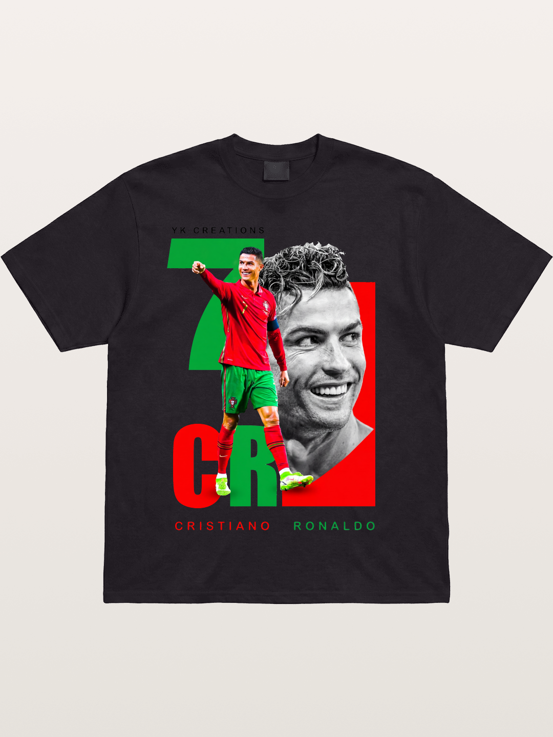 Ronaldo Portugal Colors Portrait Cotton T-shirt