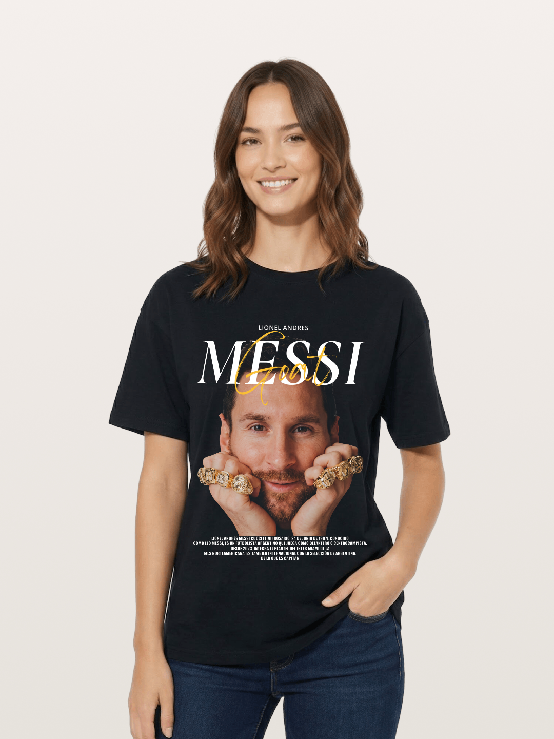 Messi GOAT Champion Rings Cotton T-shirt