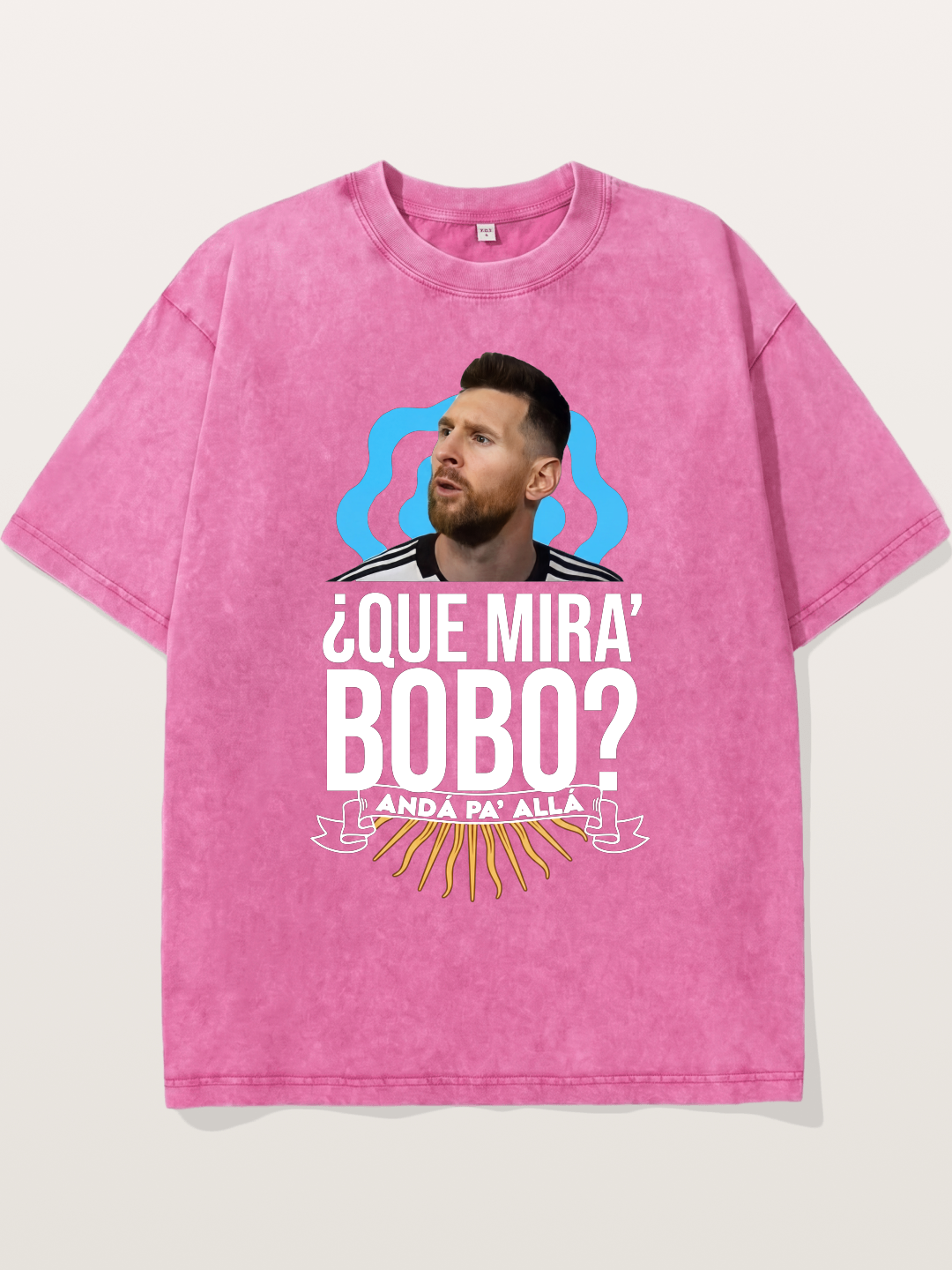 Messi Argentina Sun Design Washed T-shirt