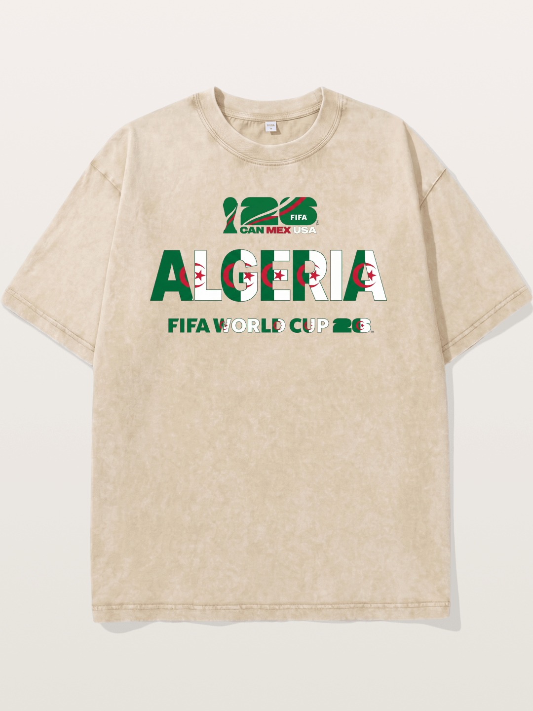 Algeria 2026 Flag Motif Art Washed T-shirt