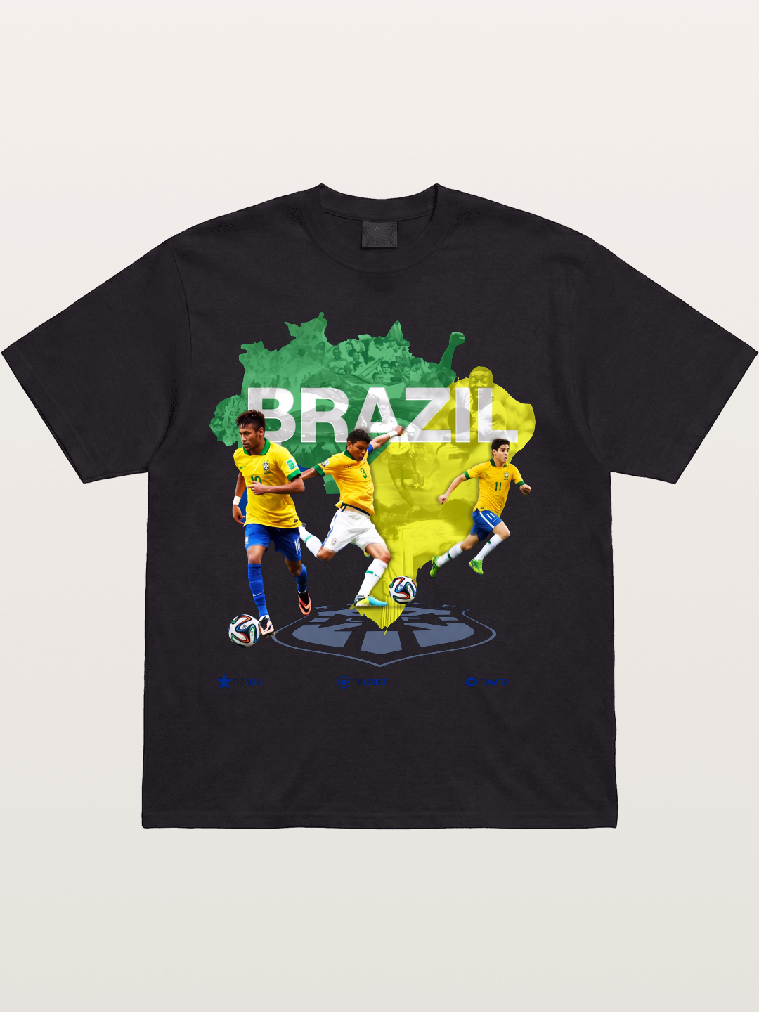 Brazil National Team Stars Collage Cotton T-shirt