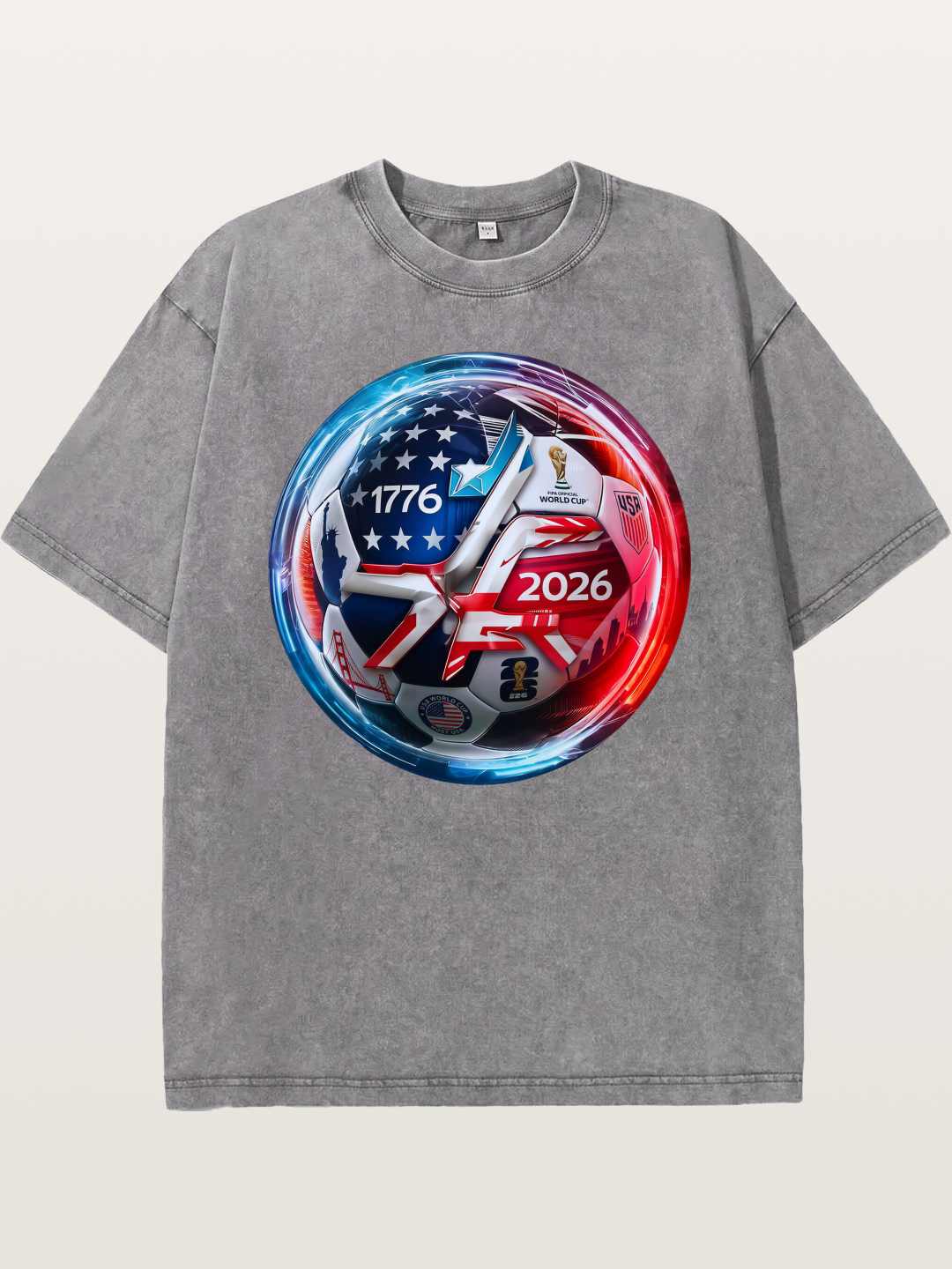 2026 USA Soccer Ball Poster Washed T-shirt