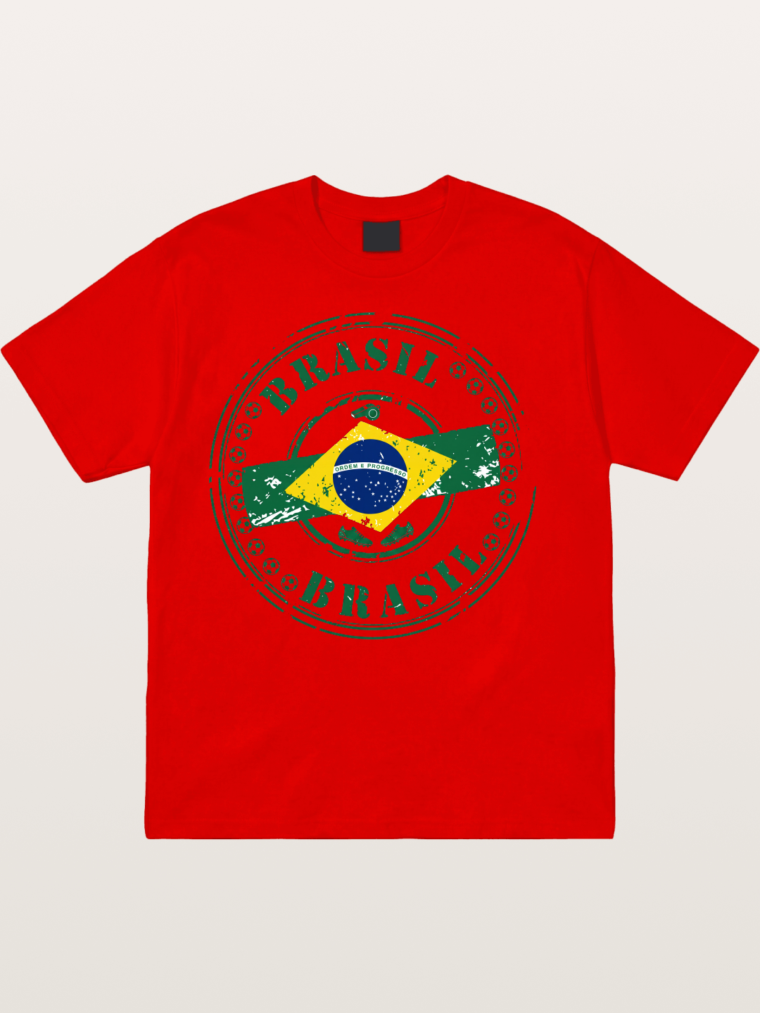 Brazil Flag Stamp Soccer Print Cotton T-shirt
