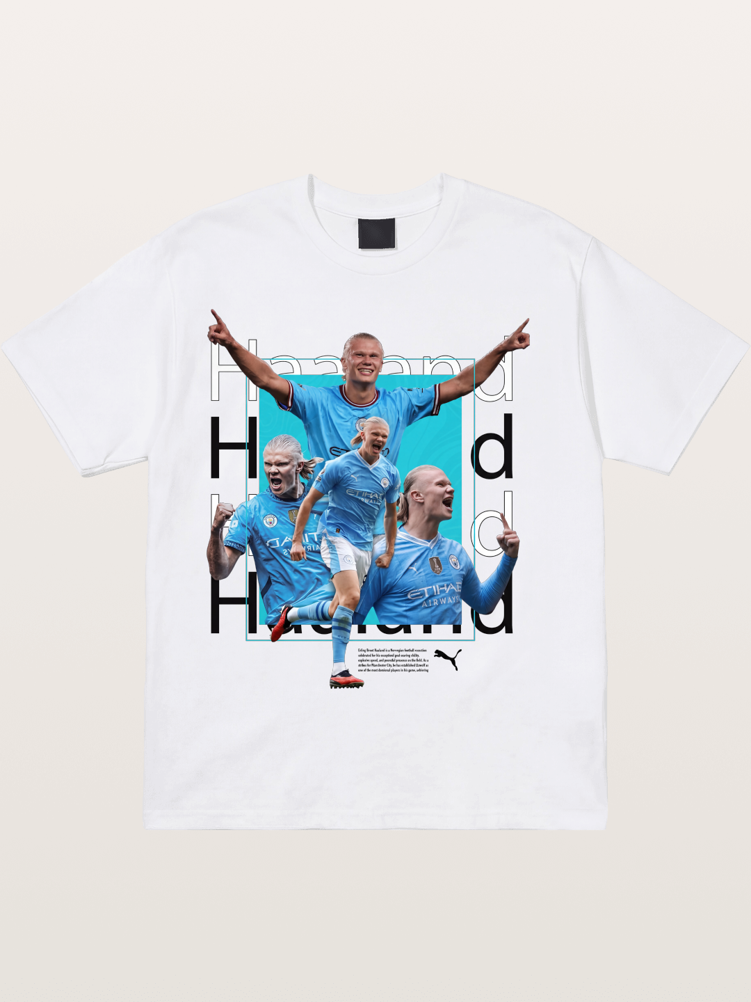 Haaland Typography Collage Art Cotton T-shirt