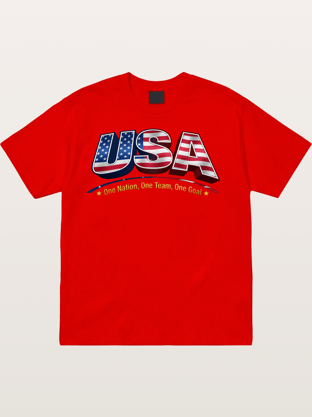USA Flag 3D Letter World Cup Cotton T-shirt