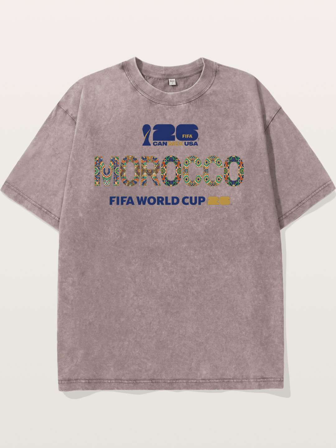 Morocco 2026 Mosaic Typography Washed T-shirt