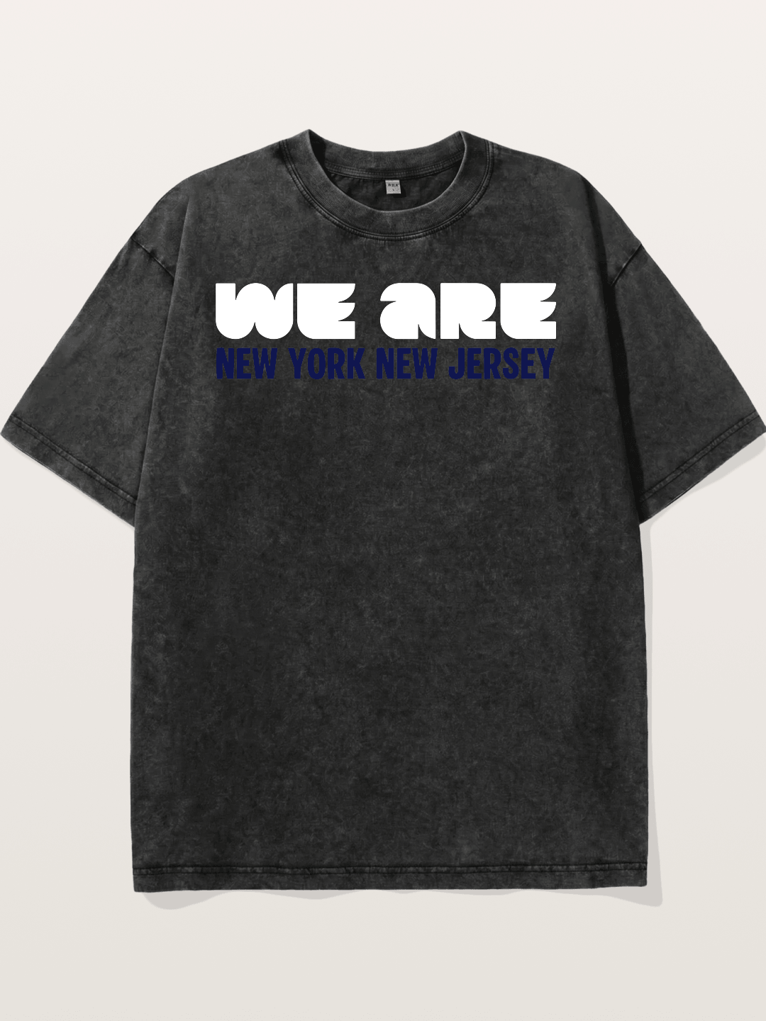 New York New Jersey Navy Typo Washed T-shirt