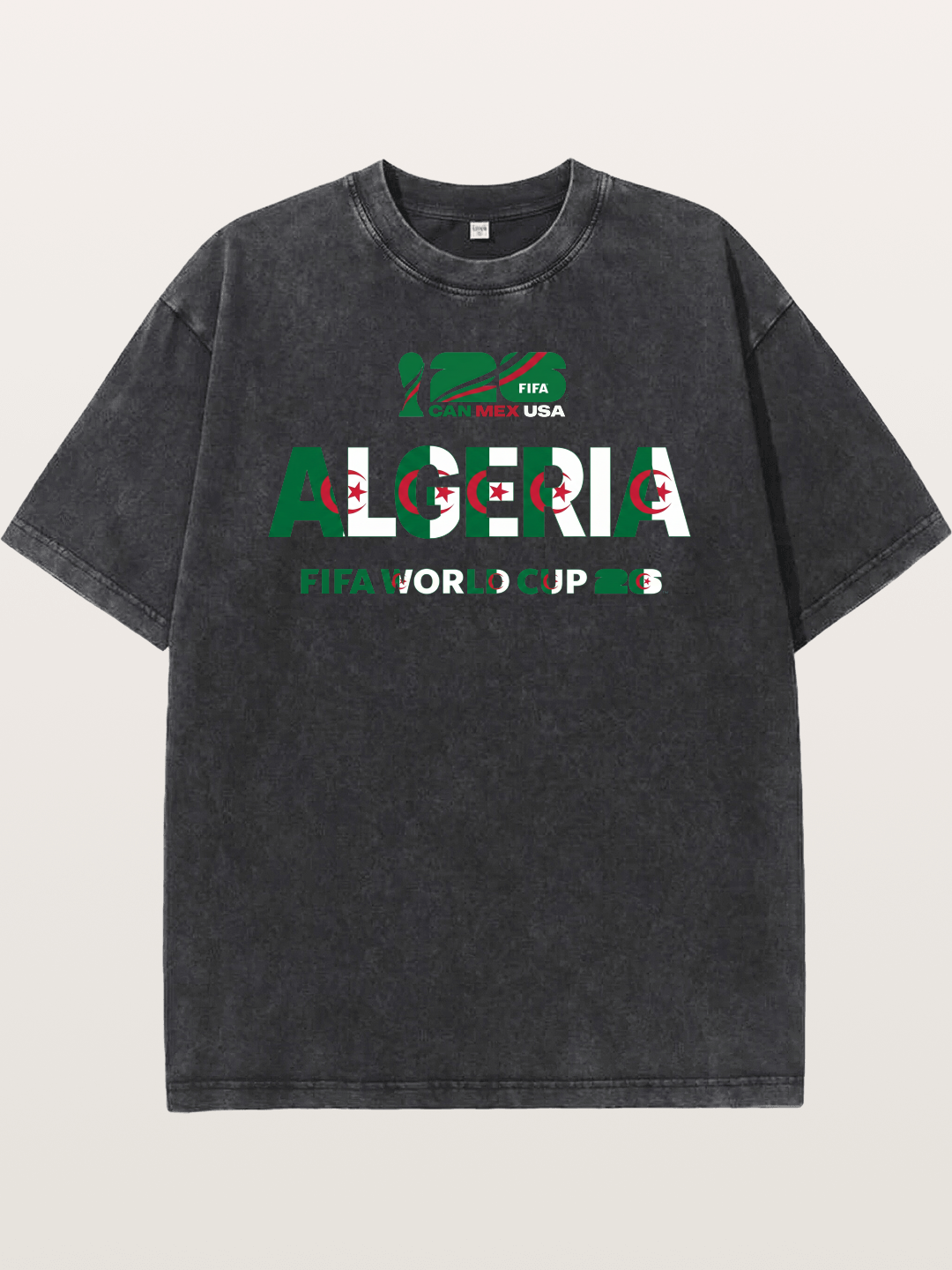 Algeria 2026 Flag Motif Art Washed T-shirt