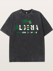 Algeria 2026 Flag Motif Art Washed T-shirt
