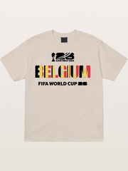 Belgium 2026 Flag Pattern Print Cotton T-shirt