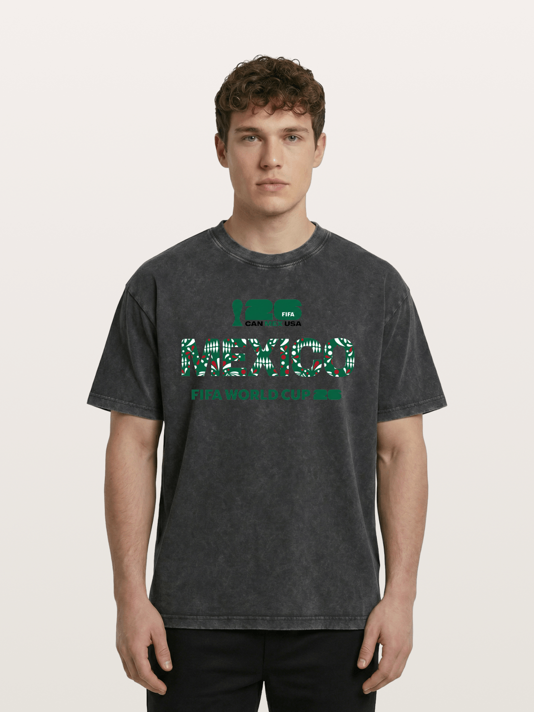 Mexico 2026 Pattern Typography Washed T-shirt