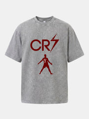 CR7 Initials And Player Silhouette Washed T-shirt