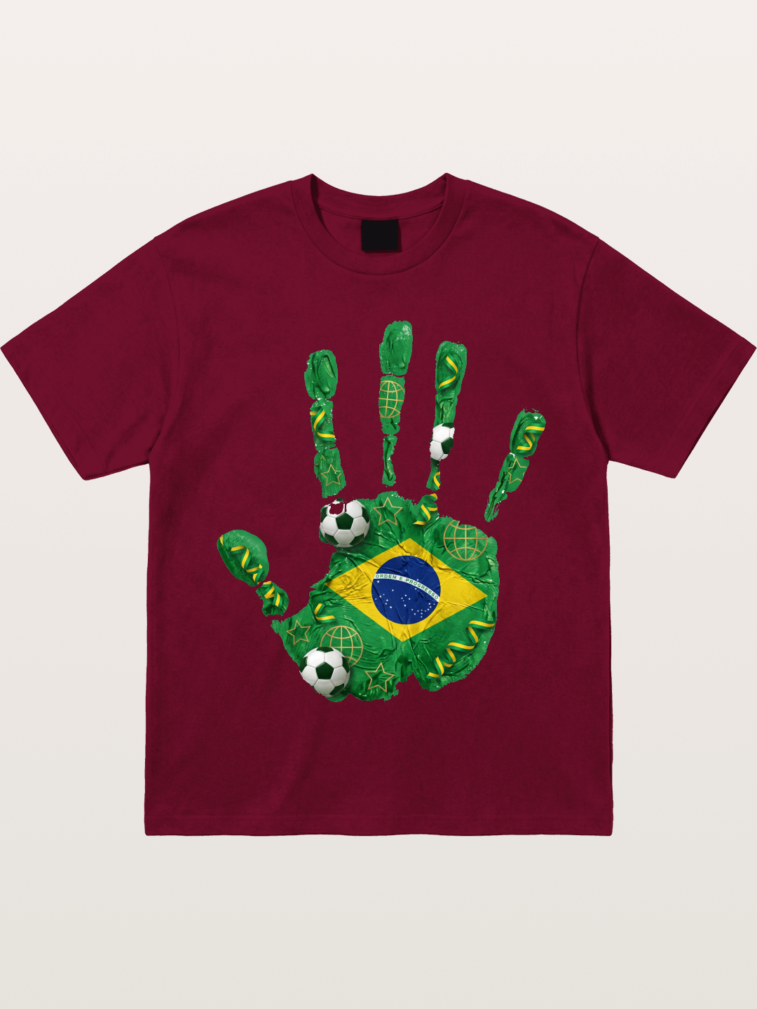 Brazil Flag Hand Soccer Art Gildan T-shirt