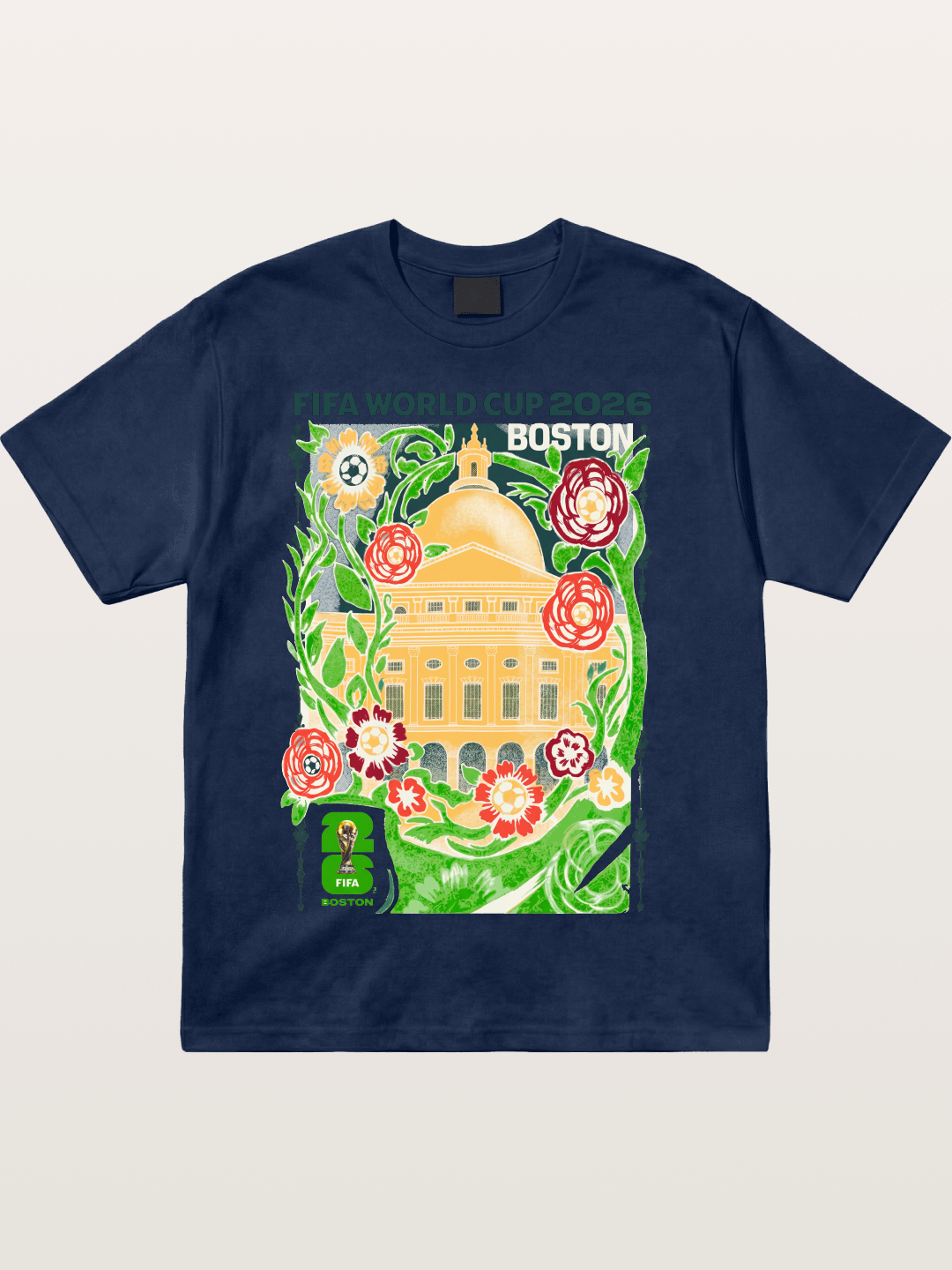 Boston WC 2026 Floral City Hall Art Cotton T-shirt