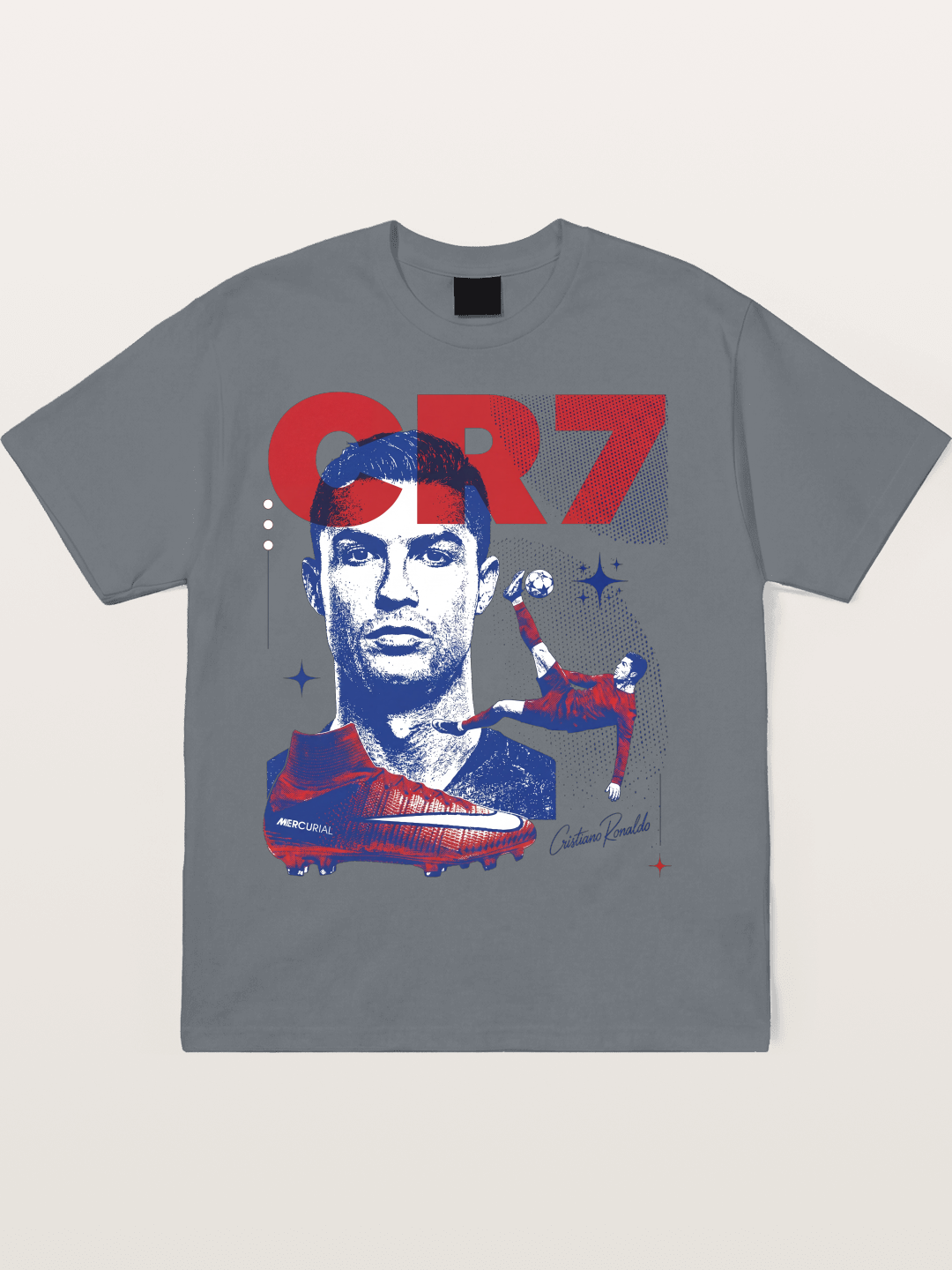 CR7 Retro Halftone Print Cotton T-shirt