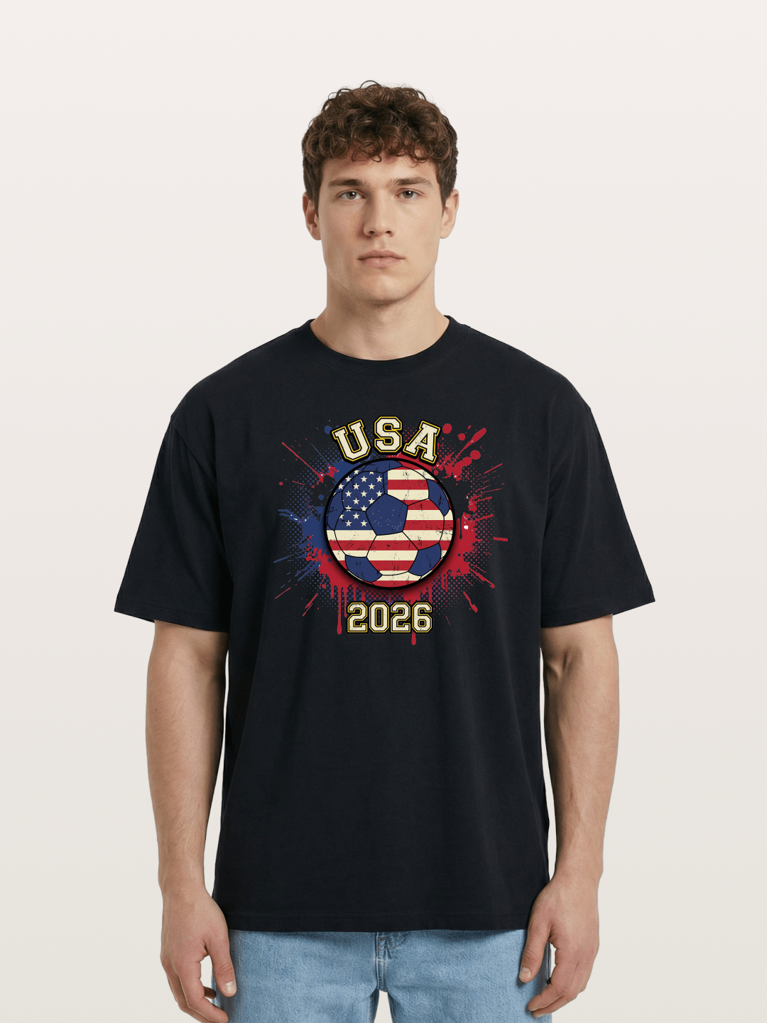 USA 2026 Soccer Ball Print Cotton T-shirt