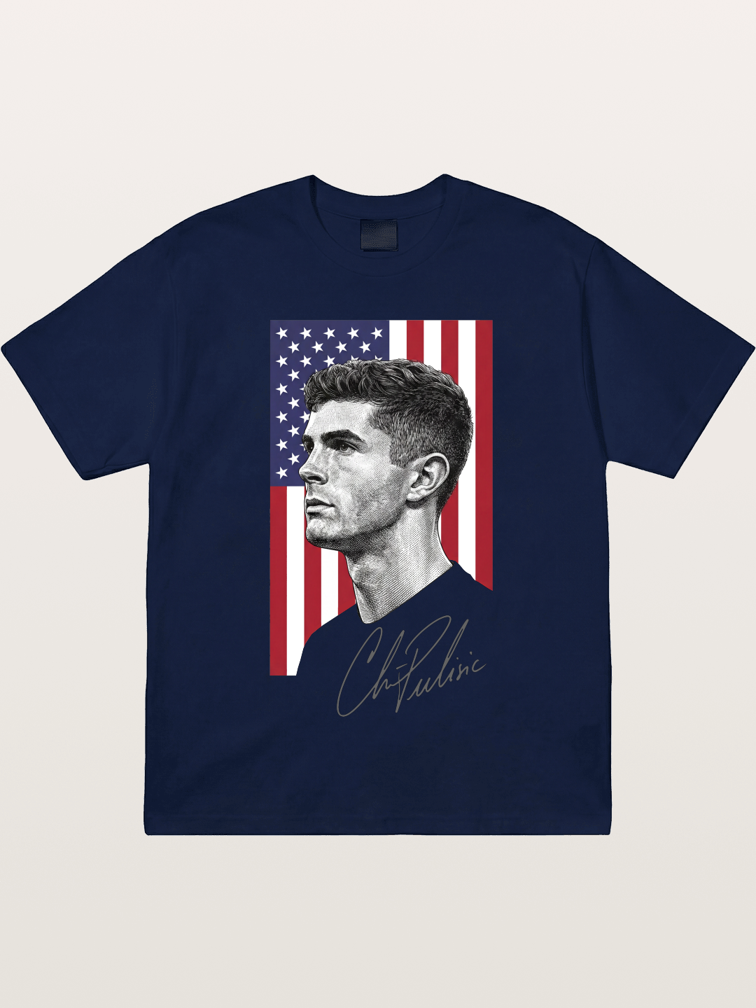 Christian Pulisic US Flag Backdrop Gildan T-shirt