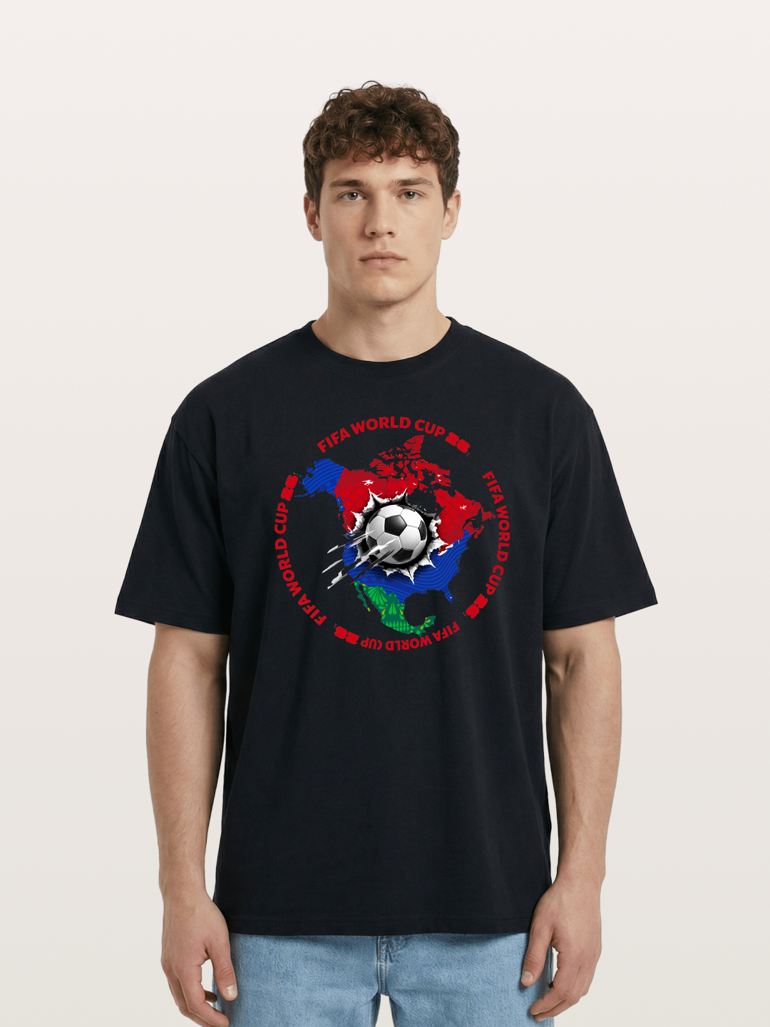 Soccer Ball Americas Burst Design Cotton T-shirt