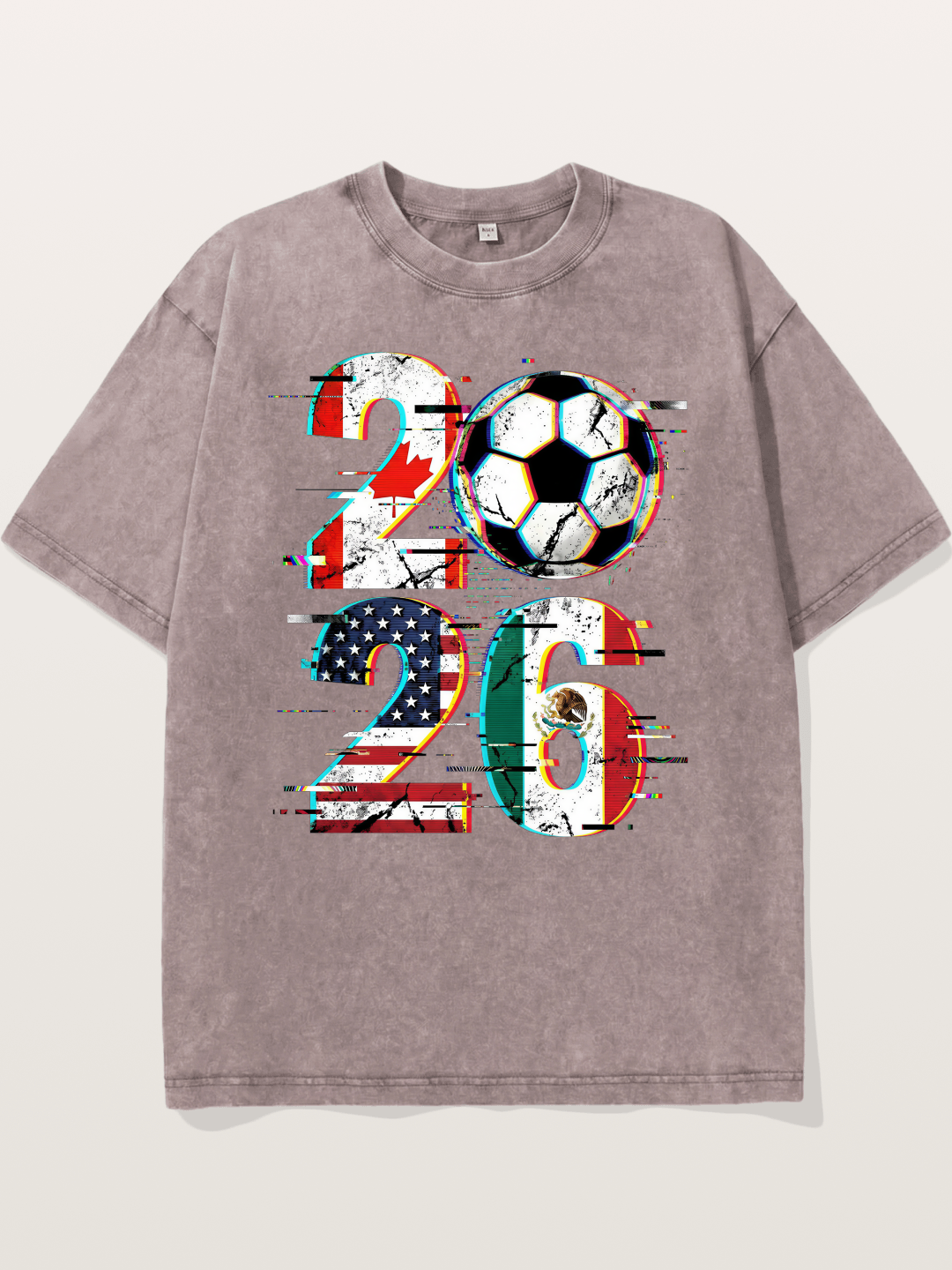 2026 WC Glitch Typography Print Washed T-shirt