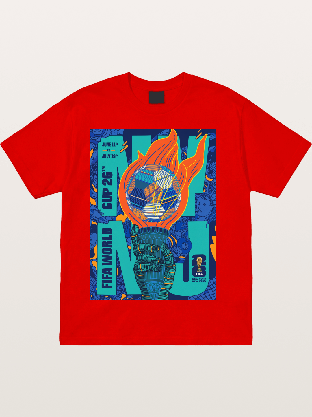 NYNJ WC 2026 Liberty Torch Soccer Cotton T-shirt