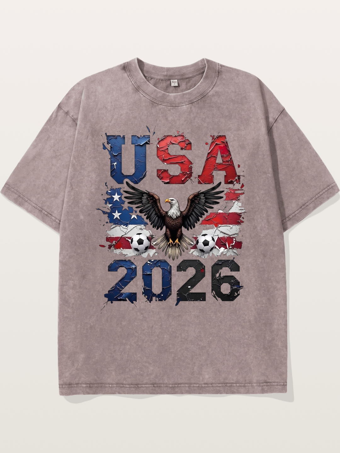 USA 2026 Bald Eagle Soccer Design Washed T-shirt
