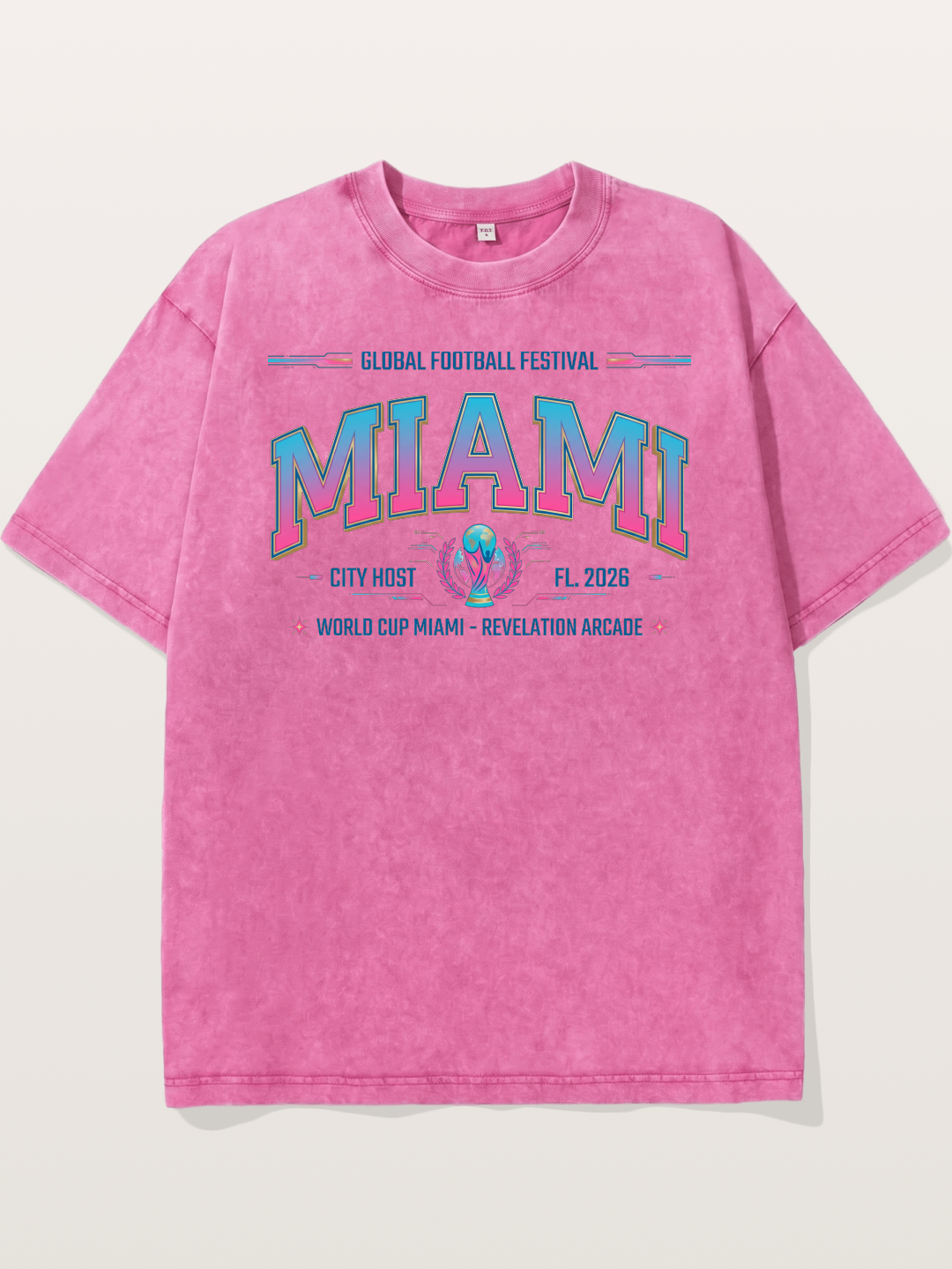 Miami 2026 WC Ombre Typography Washed T-shirt