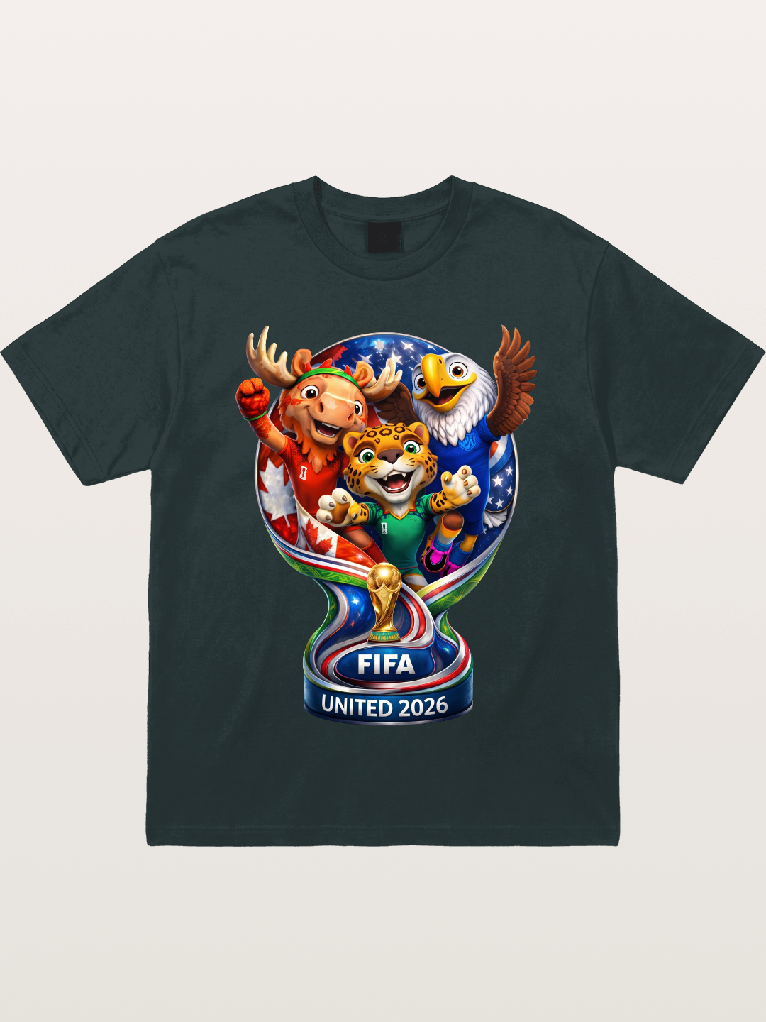 World Cup Mascots Globe Design Gildan T-shirt