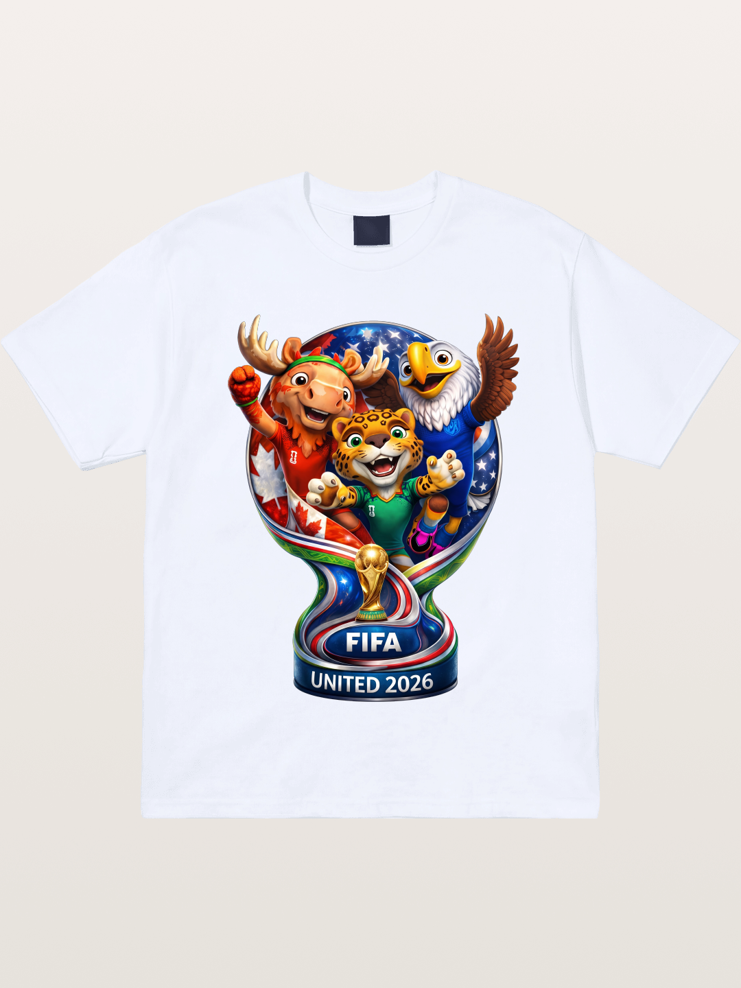 World Cup Mascots Globe Design Gildan T-shirt