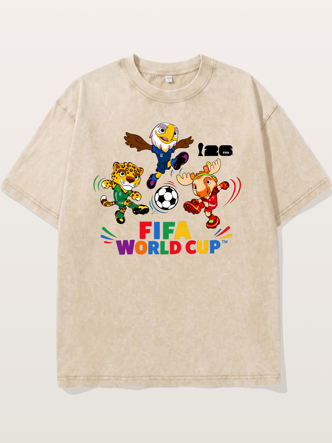 FIFA World Cup Mascots Print Washed T-shirt