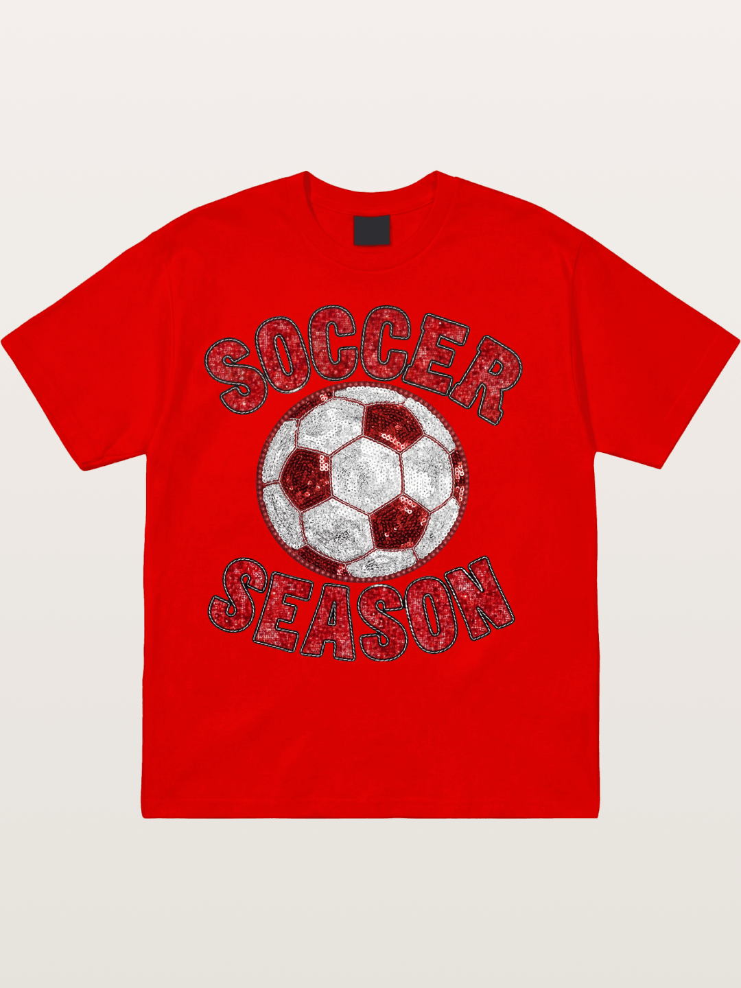 Glitter Soccer Season Badge Cotton T-shirt